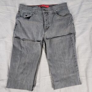 Gloria Vanderbilt Womens SZ 12 Bootcut Charcoal Black Pinstripe Jeans Stretch